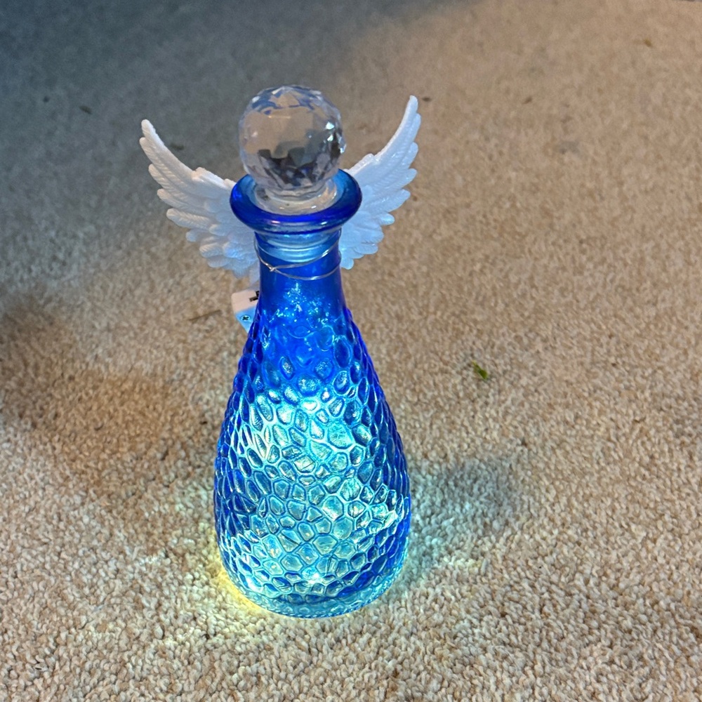 Blue Angel Wing Glass Art Decor